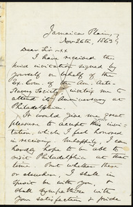Letter from James Freeman Clarke, Jamaica Plain, [Mass.], to William Lloyd Garrison, Nov. 26th, 1863