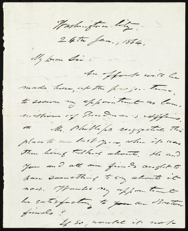 Letter From Martin Franklin Conway Washington City To William Lloyd Garrison 24th Jan 1864 1386