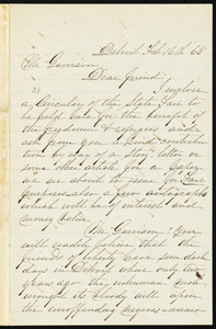 Letter from Euphemia Cochran, Detroit, [Mich.], to William Lloyd Garrison, Feb. 16th [18]65