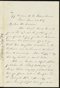 Letter from Charles D. Cleveland, 77 Avenue de la Grand Armée, Paris, to William Lloyd Garrison, June 24, 1867