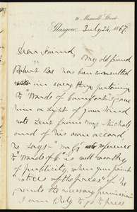 Letter from William Logan, 21 Maxwell Street, Glasgow, [England], to William Lloyd Garrison, July 24, 1867