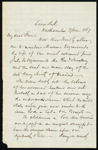 Letter from Joseph Cooper, Essex Hall, Walthamstow, [England], to William Lloyd Garrison, 7 / 10 mo[nth] 1867