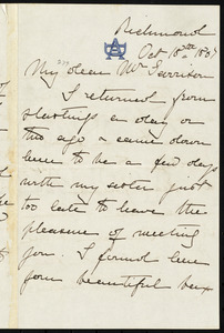 Letter from Anne Greene Chapman Dicey, Richmond, to William Lloyd Garrison, Oct. 18th, 1867