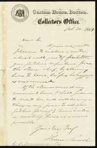 Letter from Thomas Russell, Collectors Office, Custom House, Boston, [Mass.], to William Lloyd Garrison, Oct. 20, 1867