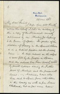 Letter from Joseph Cooper, Essex Hall, Walthamstow, [England], to William Lloyd Garrison, 28 / 1 mo[nth] 1868