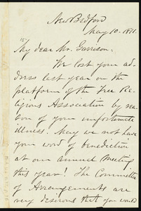 Letter from William James Potter, New Bedford, to William Lloyd Garrison, May 10, 1871