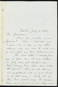 Letter from Daniel Clement Colesworthy, Boston, [Mass.], to William Lloyd Garrison, July 4, 1873