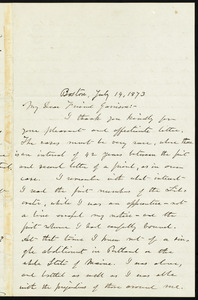 Letter from Daniel Clement Colesworthy, Boston, [Mass.], to William Lloyd Garrison, July 14, 1873