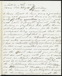 Letter from John Fletcher, Acton, to William Lloyd Garrison, Nov. 1873
