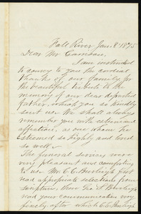 Letter from James L. Clarke, Fall River, to William Lloyd Garrison, Jan. 8, 1875