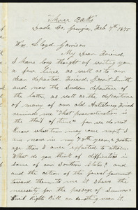 Letter from Benjamin Fish, Three Oaks, Dade Co[unty], Georgia, to William Lloyd Garrison, Feb. 7th, 1875