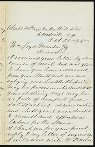 Letter from George W. Clark, Clarks Cottage on the Hillside, Dansville, N.Y., to William Lloyd Garrison, Oct. 26, 1875
