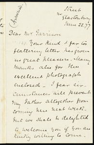 Letter from Helen P. Bright Clark, Street nr Glastonbury, [England], to William Lloyd Garrison, June 22, [18]77
