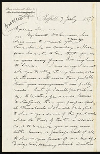 Letter from Henry Joseph Wilson, Sheffield, [England], to William Lloyd Garrison, 7 July 1877