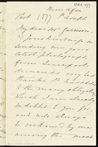 Letter from Harriet Lupton, to William Lloyd Garrison, 1st Oct. [1877]