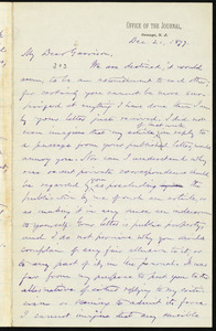 Letter from Oliver Johnson, Office of the Journal, Orange, N.J., to William Lloyd Garrison, Dec. 21, 1877