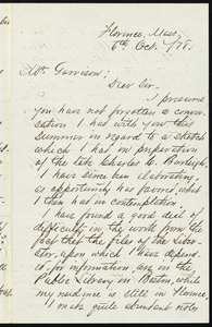Letter from David H. Clark, Florence, Mass, to William Lloyd Garrison, 6th Oct. / [18]78