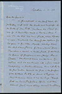 Letter from Joseph Soul, London, [England], to William Lloyd Garrison, 1 - 11 - 78 [1 Nov. 1878]