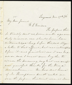 Letter from Lydia Elizabeth Cox, Longwood, [Pa.], to William Lloyd Garrison, Nov. 17th / [18]78