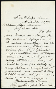 Letter from Joseph Danielson, Southbridge Mass, to William Lloyd Garrison, April 23, 1879