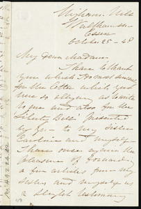 Letter from Sarah Cogan, Higham Hill, Walthamstow, Essex, [England], to Maria Weston Chapman, October 25, [18]48