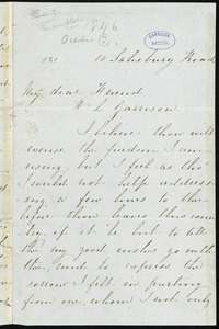 Partial letter from Frederick Douglass, 10 Salisbury Road, [Edinburgh?, Scotland], to William Lloyd Garrison, [Oct. 1846]