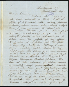 Letter from B. R. Downes, Burlington, N.J., to William Lloyd Garrison, March 11th, 1849