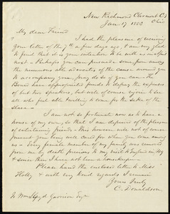 Letter from Christian Donaldson, New Richmond, Clermont C[ounty], Ohio, to William Lloyd Garrison, Jan. 17, 1853