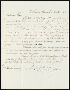 Letter from Joseph A. Dugdale, Kennett Square, Pa, to William Lloyd Garrison, 6 mo[nth] 28th [day] 1853