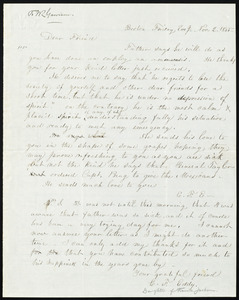 Letter from Eliza Frances Jackson Meriam Eddy, Boston, [Mass.], to William Lloyd Garrison, Friday Eve[nin]g, Nov. 2, 1855