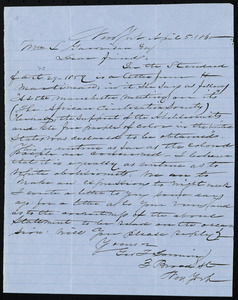 Letter from George Thomas Downing, 3 Broad St[reet], New York, to William Lloyd Garrison, April 5, 1860