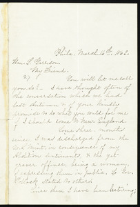 Letter from Anna Elizabeth Dickinson, Phila[delphia], [Pa.], to William Lloyd Garrison, March 16th, 1862