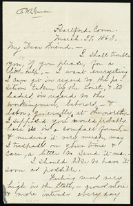 Letter from Anna Elizabeth Dickinson, Hartford, Conn, to William Lloyd Garrison, March 27, 1863