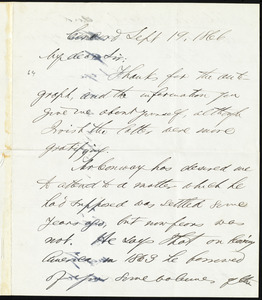 Letter from Franklin Benjamin Sanborn, Concord, [Mass.], to William Lloyd Garrison, Sept. 19, 1866