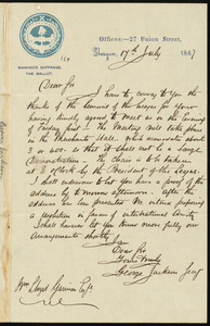 Letter from George Jackson, Glasgow, [Scotland], to William Lloyd Garrison, 14th July 1867
