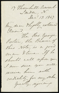 Letter from Ebenezer Davies, 17 Thornhill Crescent, London, N, to William Lloyd Garrison, Dec. 13, 1867