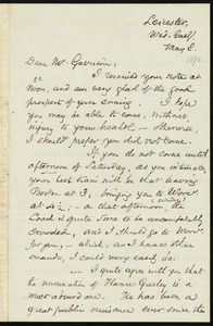 Letter from Samuel May, Leicester, [Mass.], to William Lloyd Garrison, Wed. Eve[nin]g, May 8, [1872]