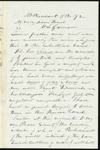 Letter from Joseph A. Dugdale, Mt. Pleasant, [Iowa], to William Lloyd Garrison, 5 - 12 - [18]72