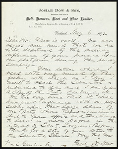 Letter from Frederick Neal Dow, Portland, [Maine], to William Lloyd Garrison, Aug. 6, 1872