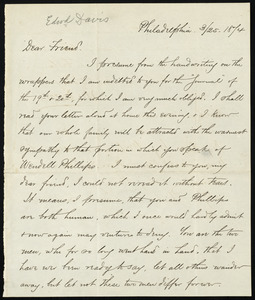 Letter from Edward Morris Davis, Philadelphia, [Pa.], to William Lloyd Garrison, 3/25 - 18/4 [March 25 - 18 April 1874]