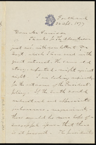 Letter from Neal Dow, Portland, [Maine], to William Lloyd Garrison, 24 Ap[ri]l 1877