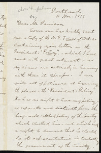 Letter from Neal Dow, Portland, [Maine], to William Lloyd Garrison, 10 Nov. 1877