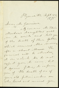 Letter from Abby Morton Diaz, Plymouth, [Mass.], to William Lloyd Garrison, Sept. 26, [1878]
