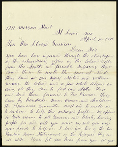 Letter from Moses Dickson, 1211 Morgan Street, St. Louis, Mo, to William Lloyd Garrison, April 10, 1879