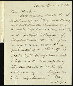 Letter from Samuel May, Boston, to Charles Calistus Burleigh, March 25, 1860