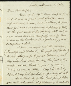 Letter from Samuel May, Boston, to Charles Calistus Burleigh, April 1, 1860