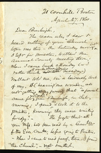 Letter from Samuel May, Boston, to Charles Calistus Burleigh, April 27, 1860