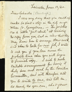 Letter from Samuel May, Leicester, [Mass.], to Charles Calistus Burleigh, June 12 / 60