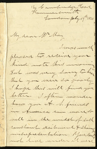 Letter from William Craft, London, to Samuel May, July 17th, 1860