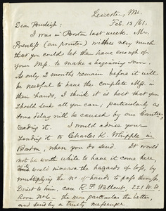 Letter from Samuel May, Leicester, Mass, to Charles Calistus Burleigh, Feb. 13 / 61